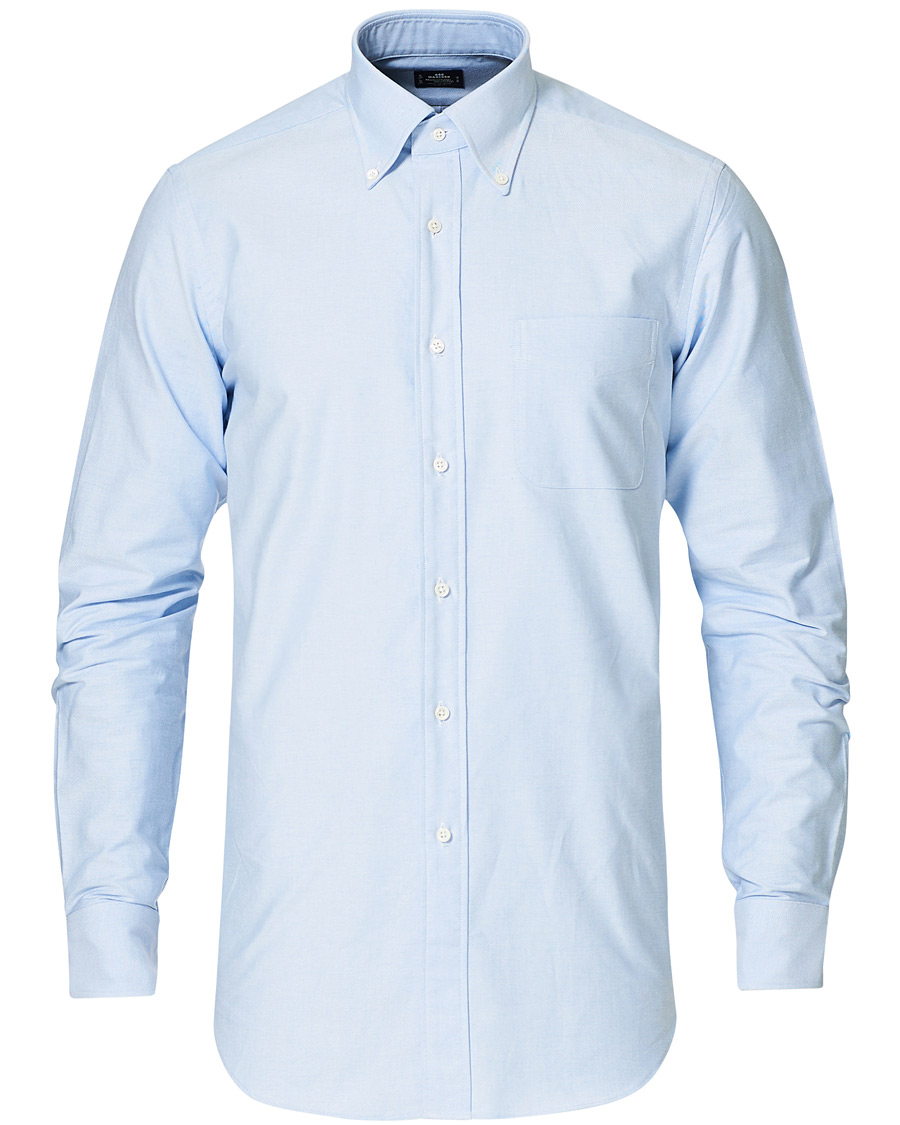 Homme | Chemises | Kamakura Shirts | Slim Fit Oxford Button Down Shirt Light Blue
