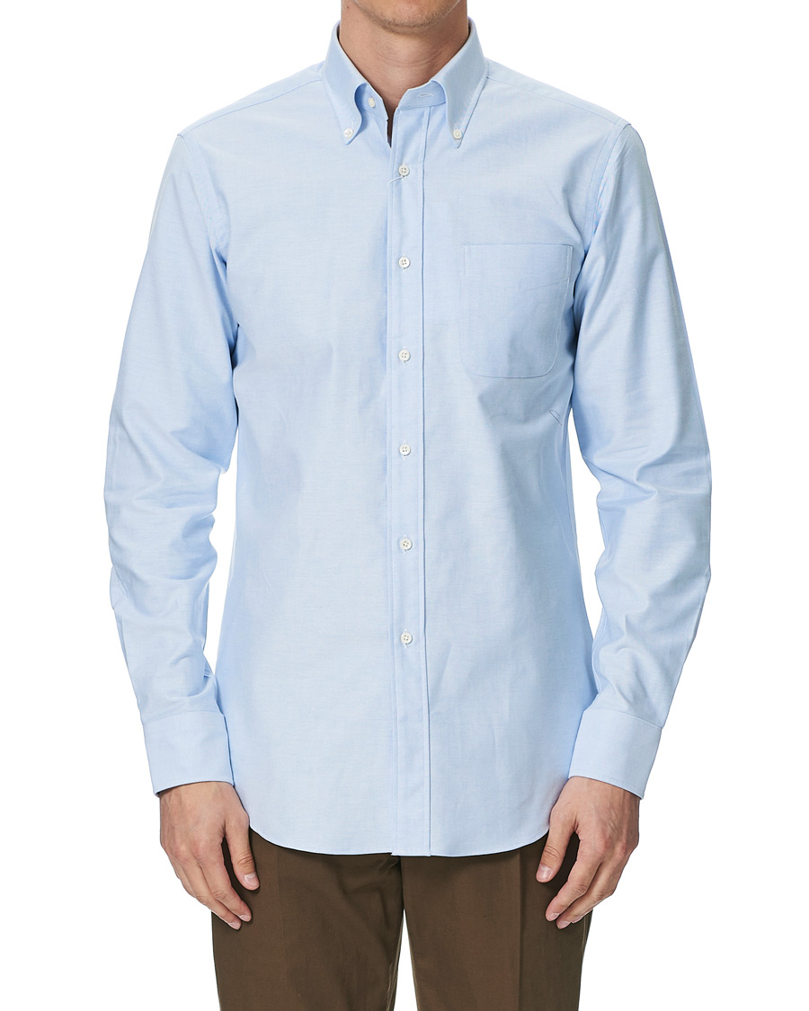 Homme | Chemises | Kamakura Shirts | Slim Fit Oxford Button Down Shirt Light Blue