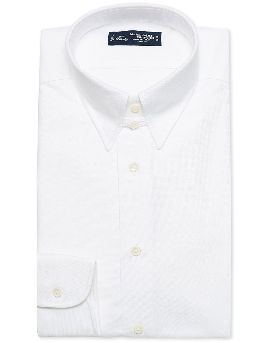 Homme | Chemises | Kamakura Shirts | Slim Fit Oxford Tab Collar Shirt White