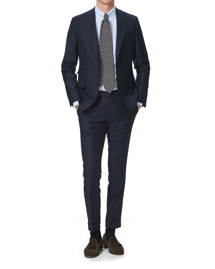 Homme | Chemises | Kamakura Shirts | Slim Fit Oxford Tab Collar Shirt Light Blue