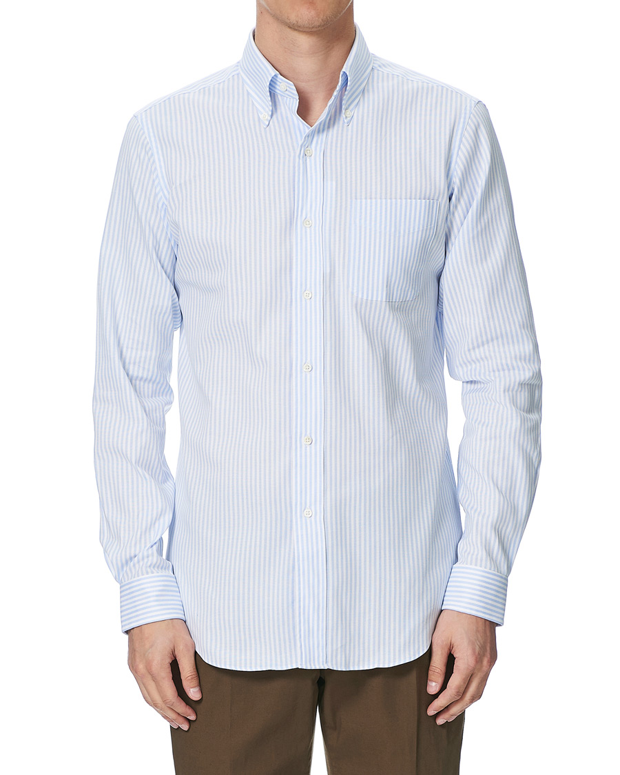 Homme | Chemises | Kamakura Shirts | Slim Fit Oxford Button Down Shirt Light Blue