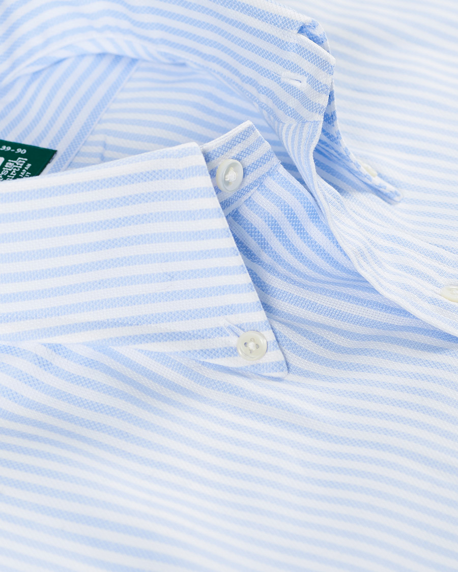 Homme | Chemises | Kamakura Shirts | Slim Fit Oxford Button Down Shirt Light Blue