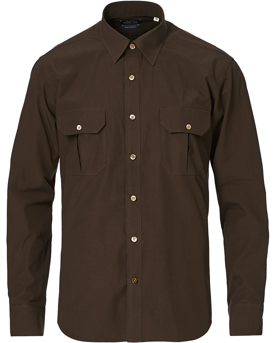 Homme | Chemises | Kamakura Shirts | Double Pocket Overshirt Brown
