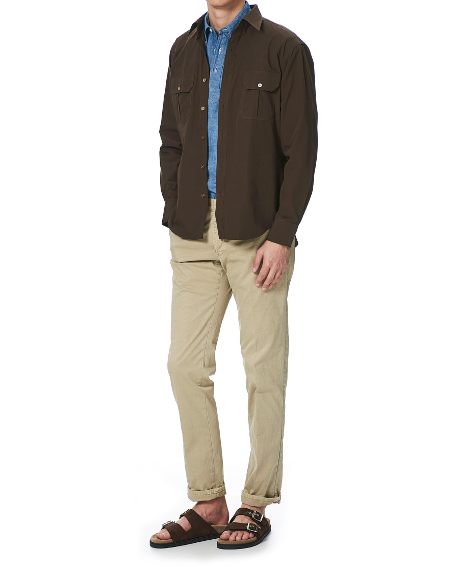 Homme | Chemises | Kamakura Shirts | Double Pocket Overshirt Brown