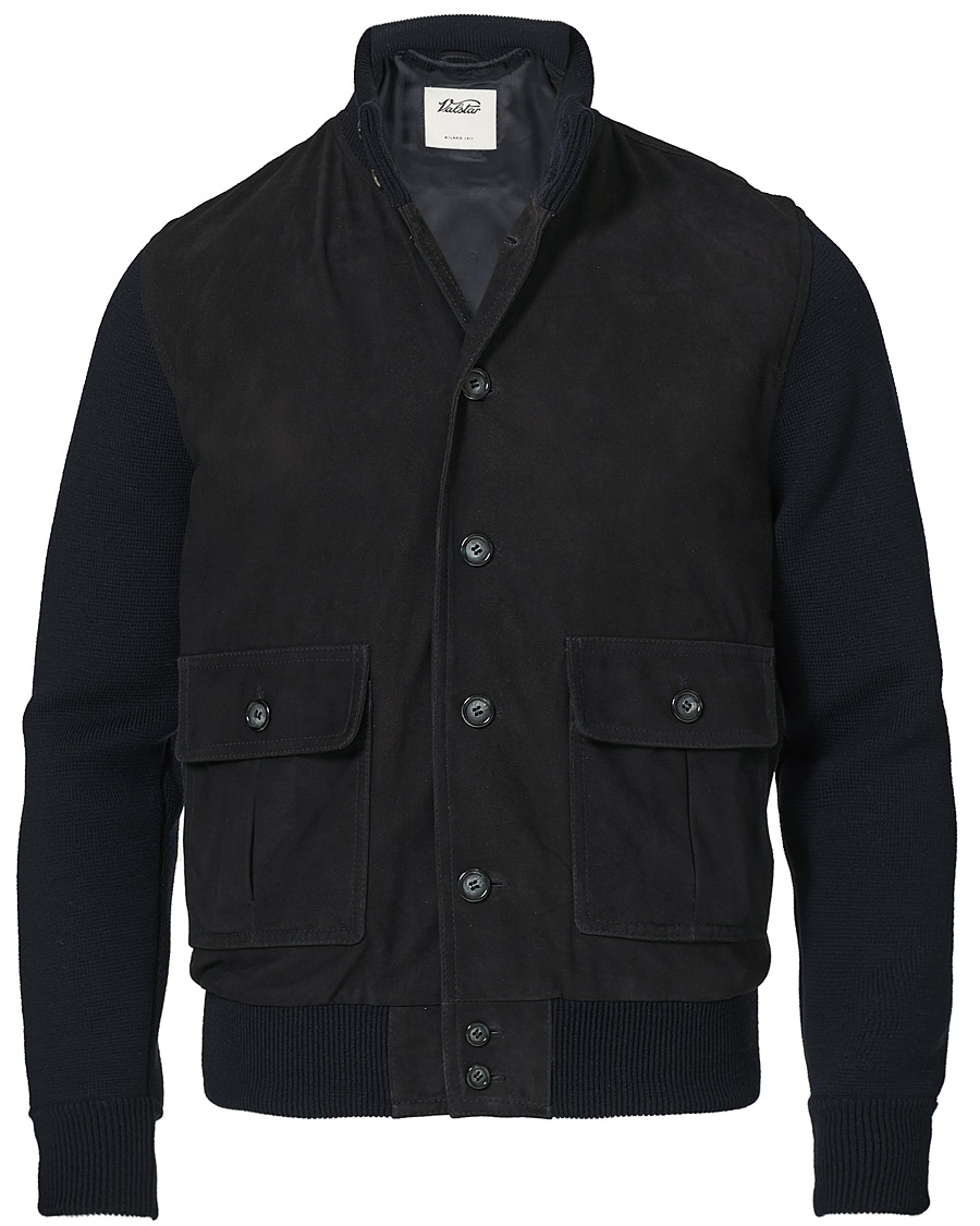 Homme | Manteaux Et Vestes | Valstar | Valstarino Suede Combo Jacket Navy Suede