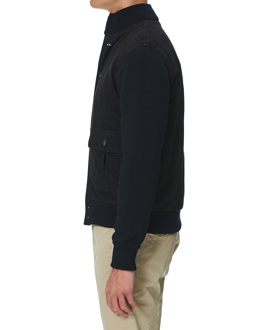 Homme | Manteaux Et Vestes | Valstar | Valstarino Suede Combo Jacket Navy Suede