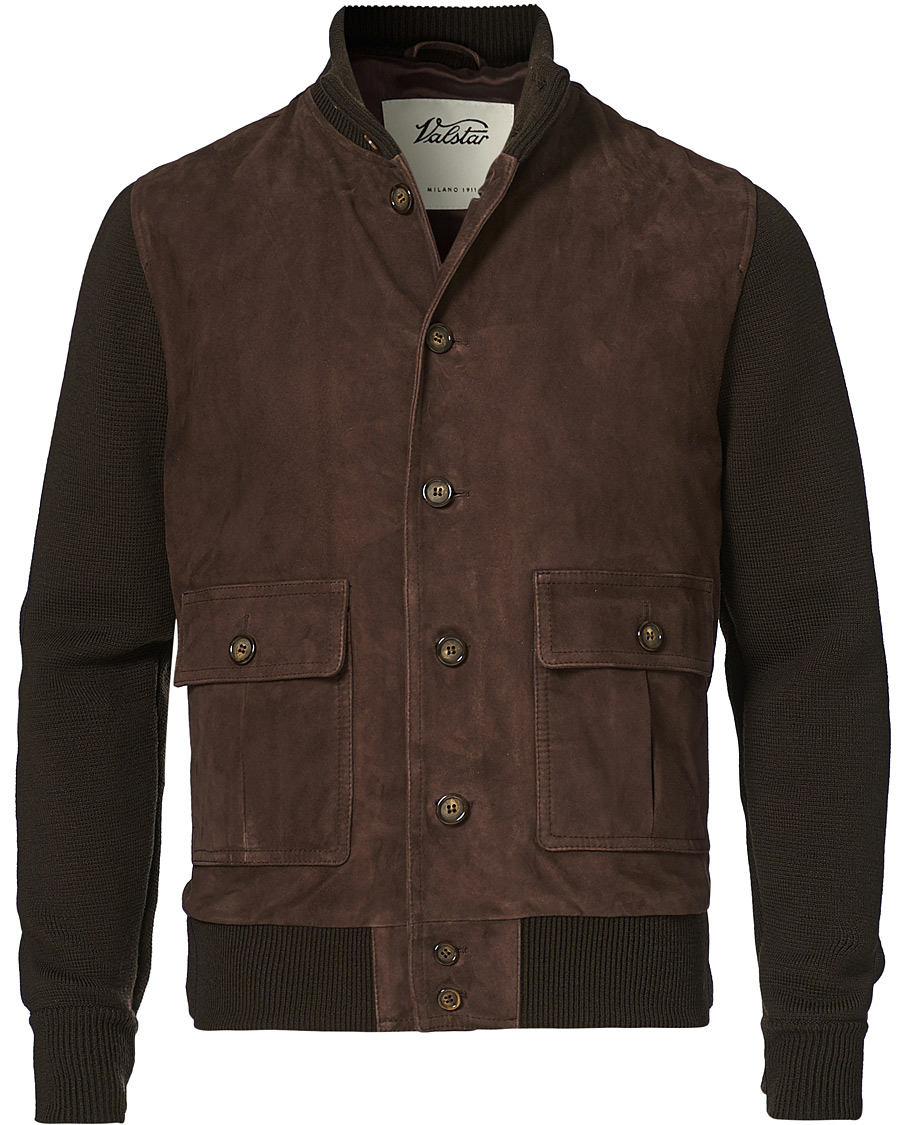 Homme | Manteaux Et Vestes | Valstar | Valstarino Suede Combo Jacket Dark Brown Suede