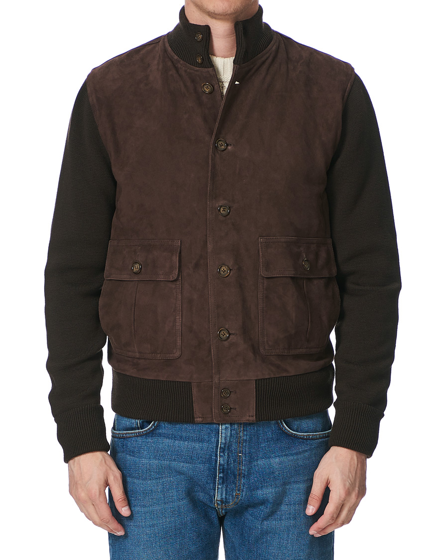 Homme | Manteaux Et Vestes | Valstar | Valstarino Suede Combo Jacket Dark Brown Suede