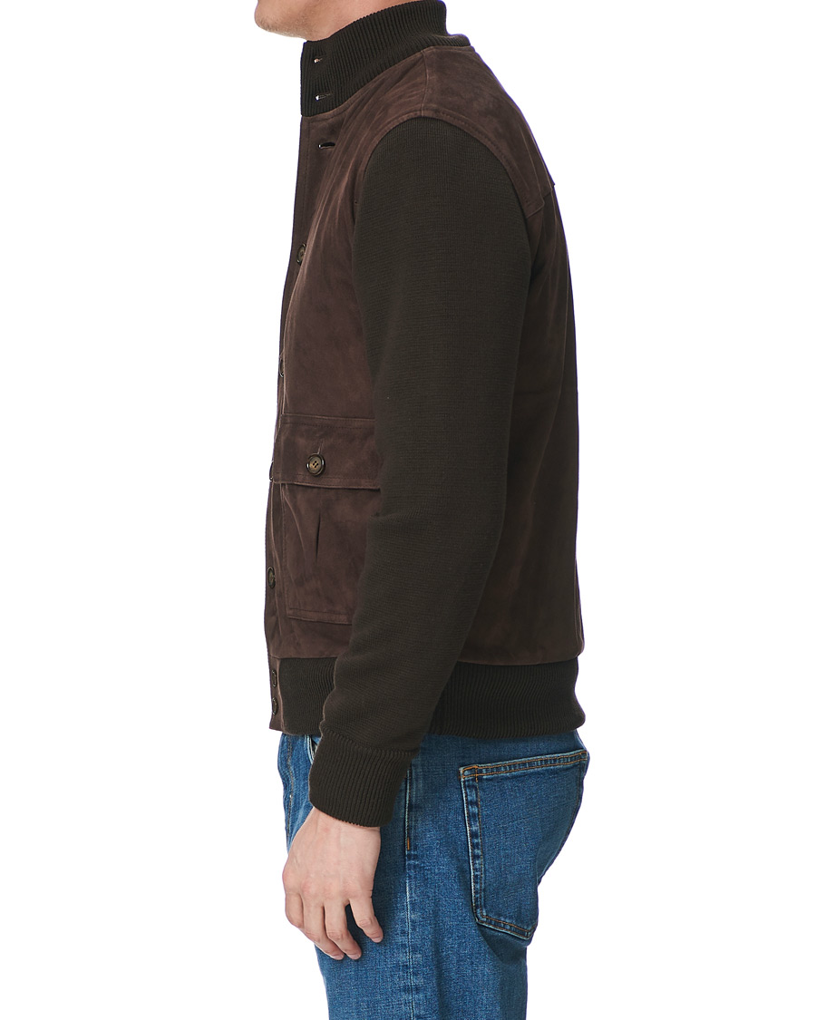 Homme | Manteaux Et Vestes | Valstar | Valstarino Suede Combo Jacket Dark Brown Suede