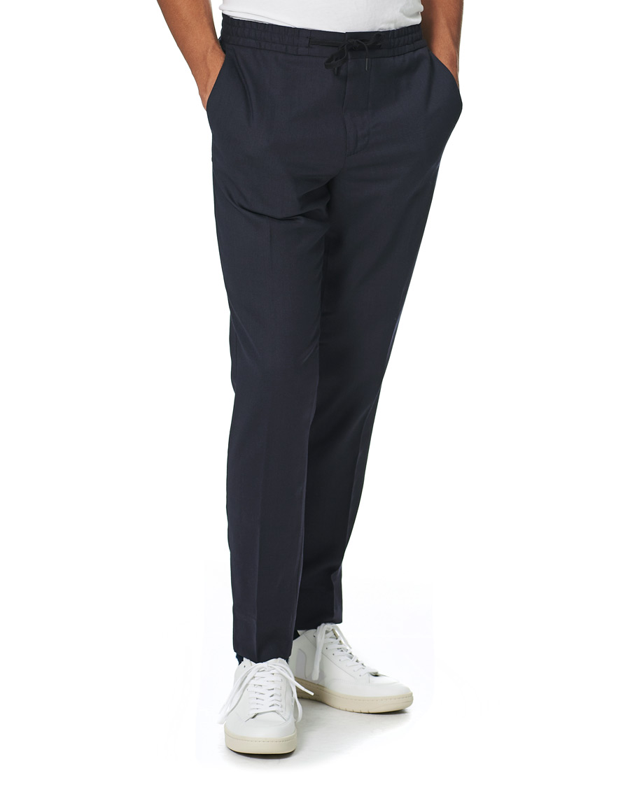 Homme | Pantalons | J.Lindeberg | Sasha DS Flannel Drawstring Trousers Navy