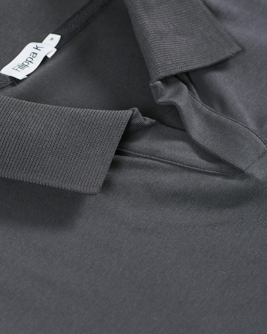 Homme | Polos | Filippa K | Soft Lycra Polo T-Shirt Metal