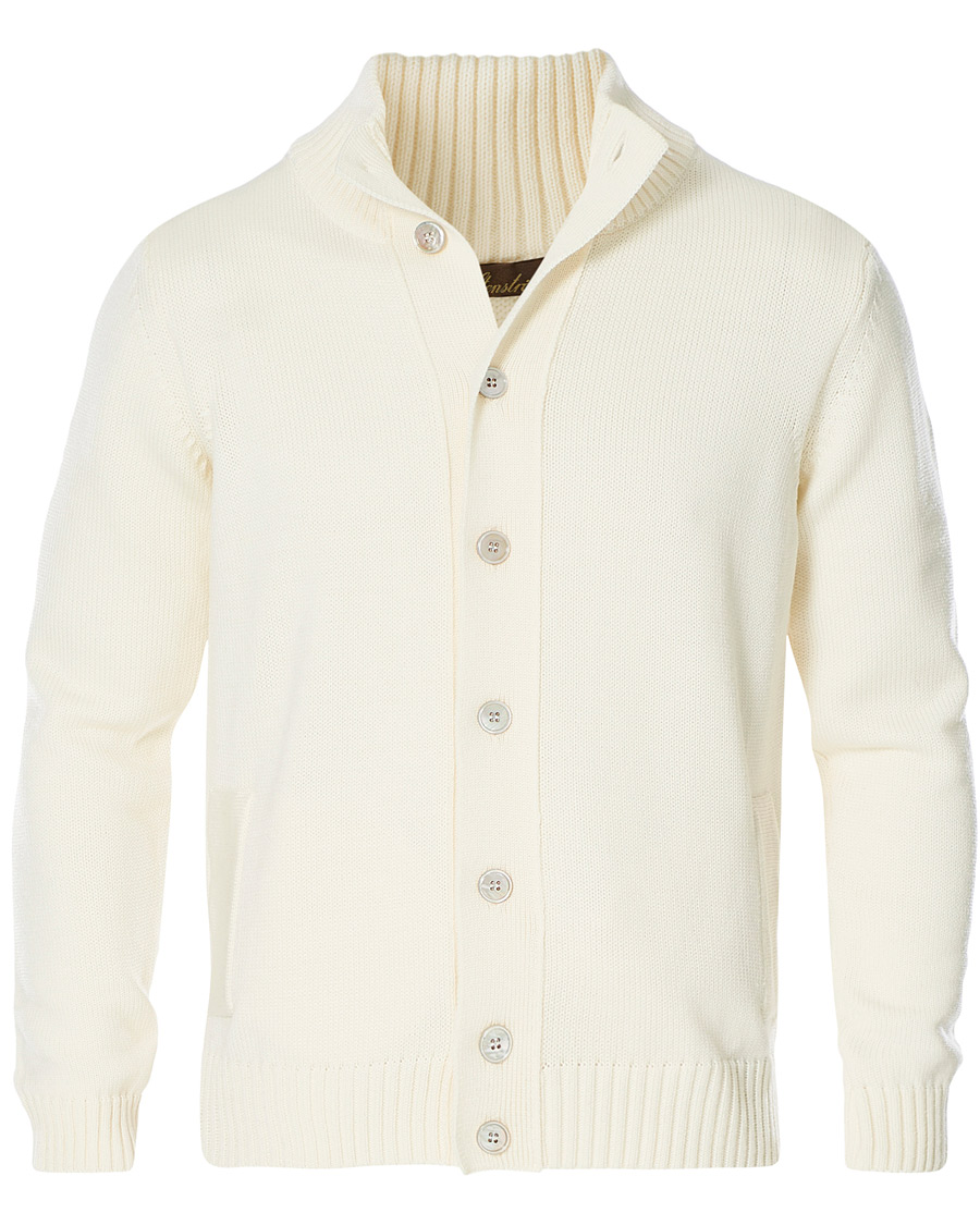 Heren | Truien | Stenströms | Heavy Merino Wool Cardigan Off White