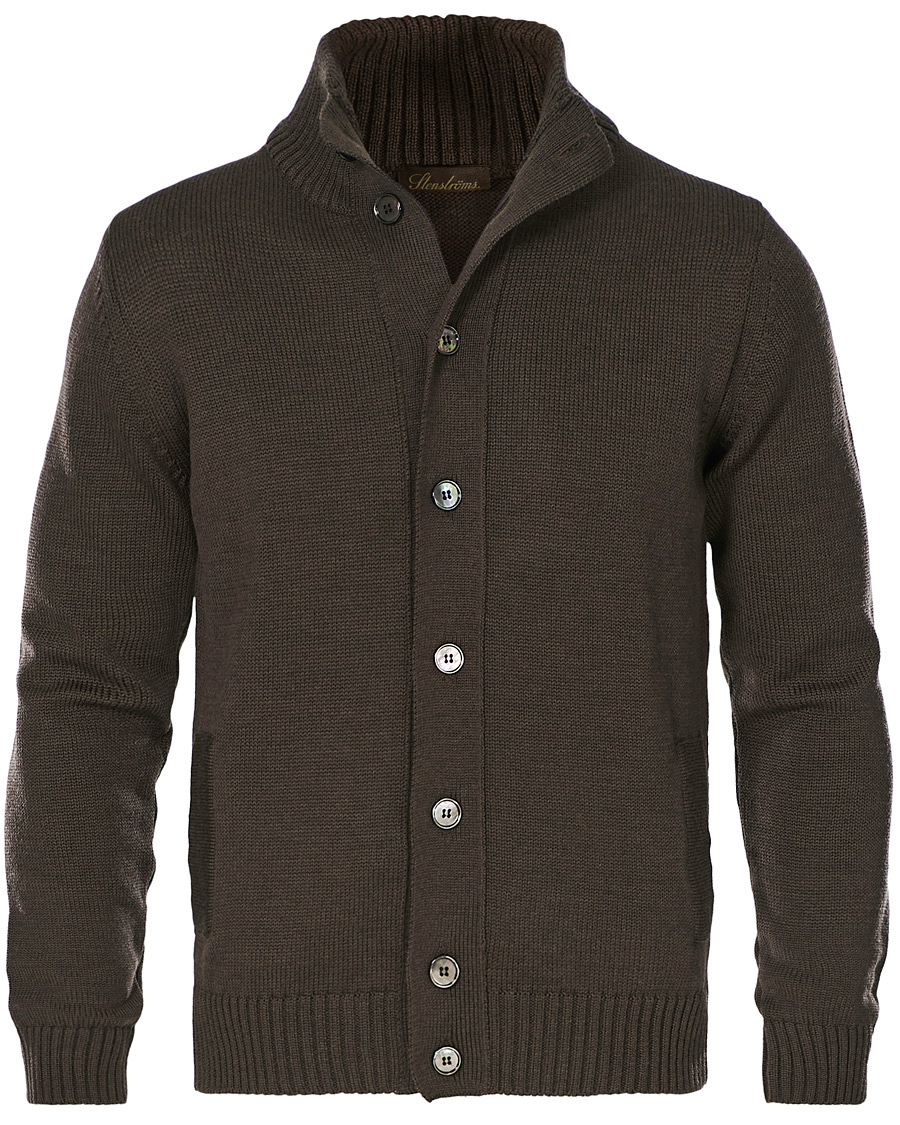 Homme | Pulls Et Tricots | Stenströms | Heavy Merino Wool Cardigan Brown