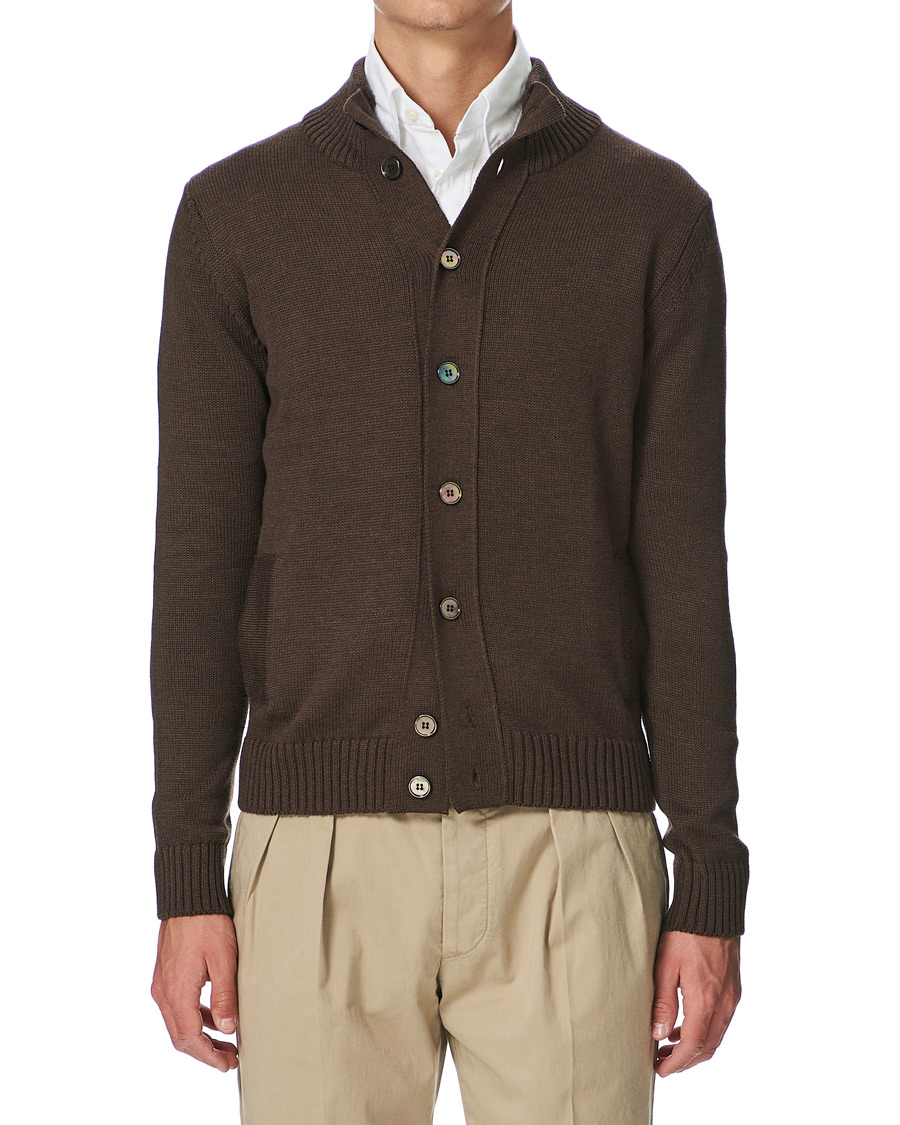 Homme | Pulls Et Tricots | Stenströms | Heavy Merino Wool Cardigan Brown
