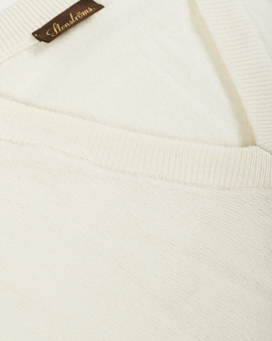 Homme | Pulls Et Tricots | Stenströms | Washed Merino Deep V-Neck Off White