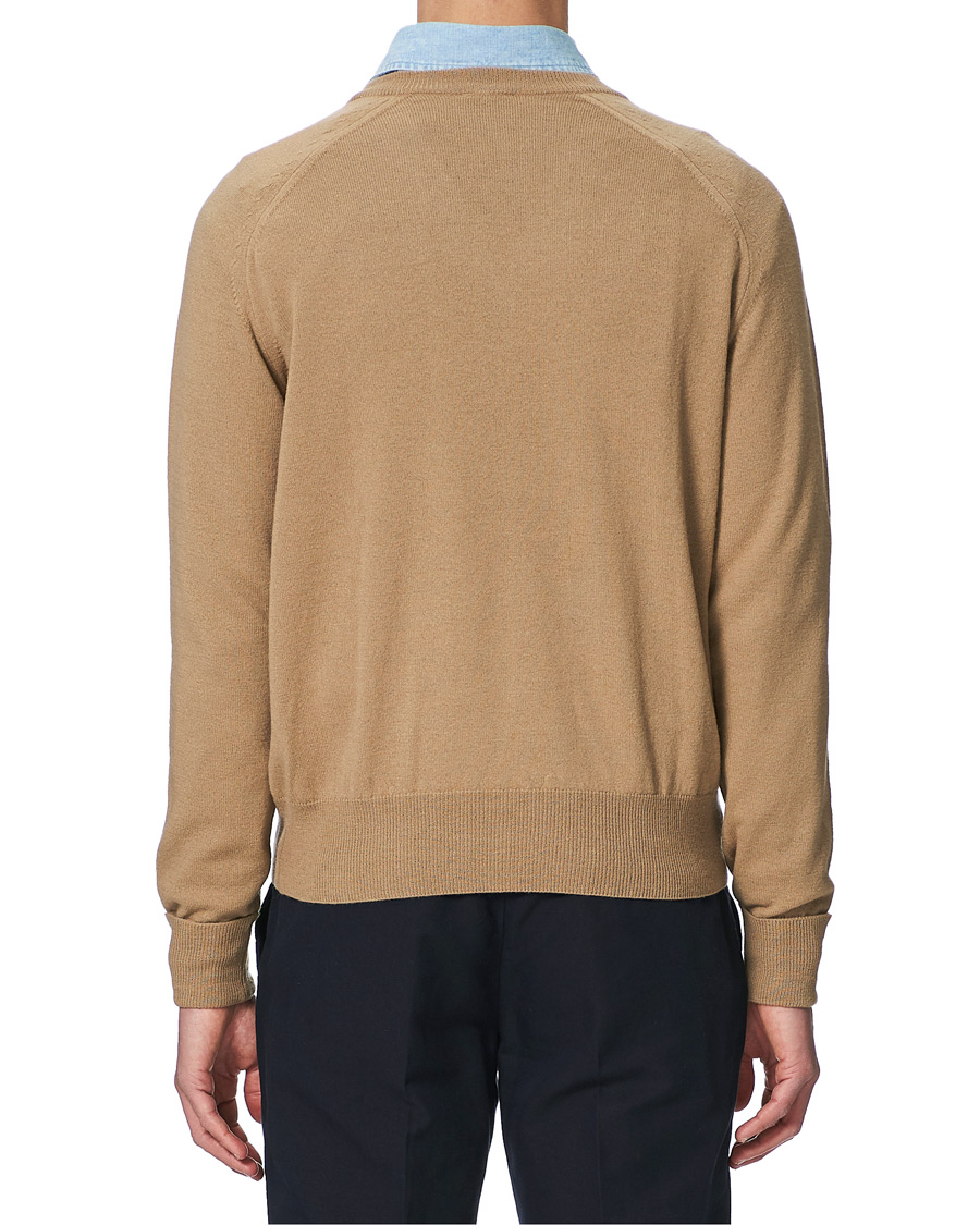 Homme | Pulls Et Tricots | Stenströms | Washed Merino Deep V-Neck Camel
