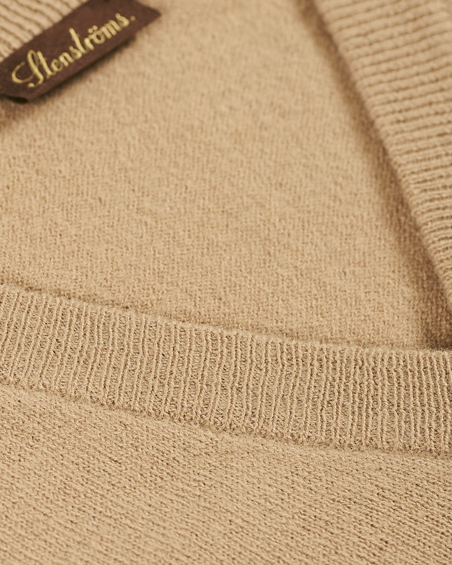 Homme | Pulls Et Tricots | Stenströms | Washed Merino Deep V-Neck Camel