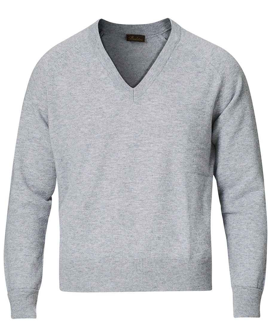 Homme | Pulls Et Tricots | Stenströms | Washed Merino Deep V-Neck Grey