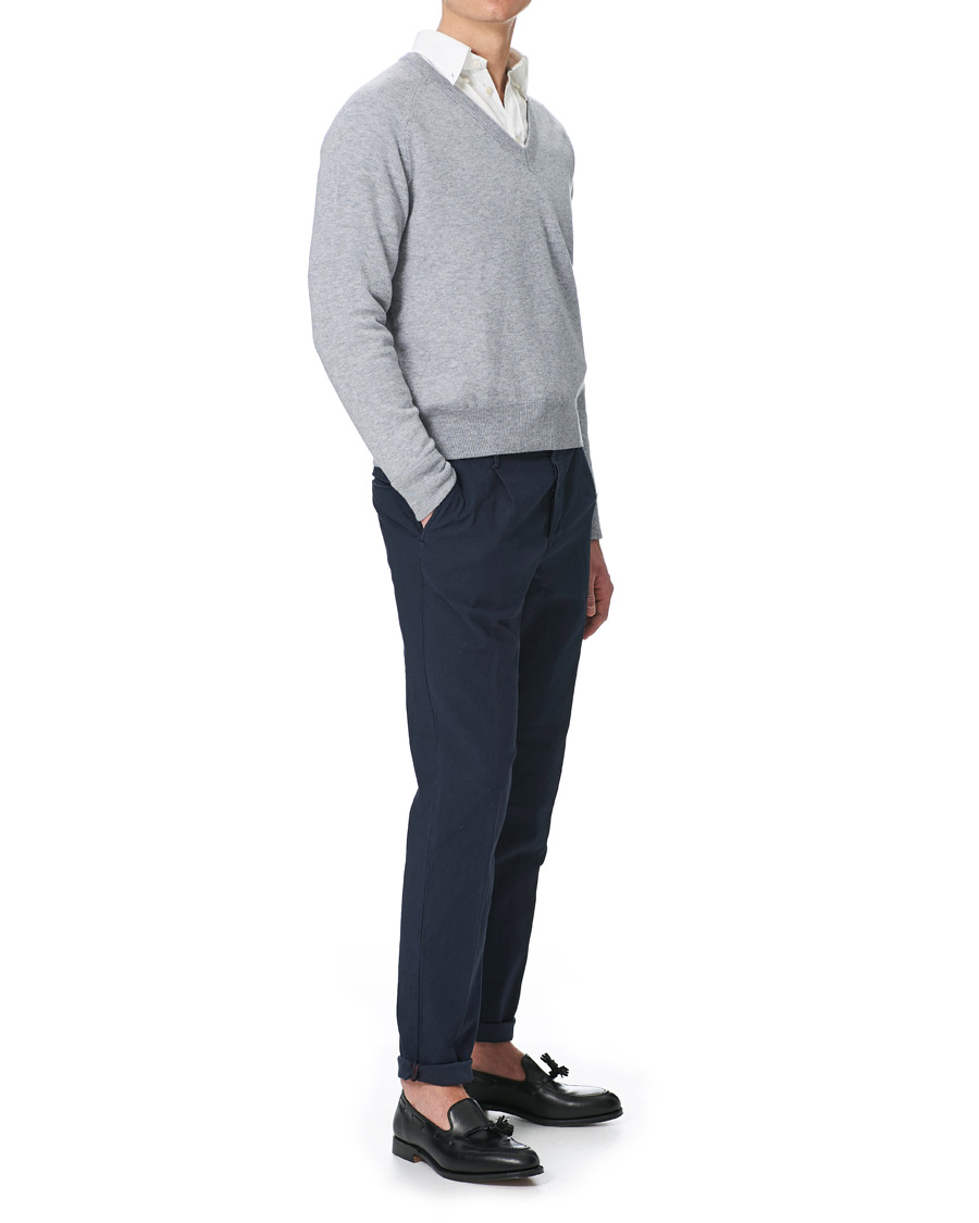 Homme | Pulls Et Tricots | Stenströms | Washed Merino Deep V-Neck Grey