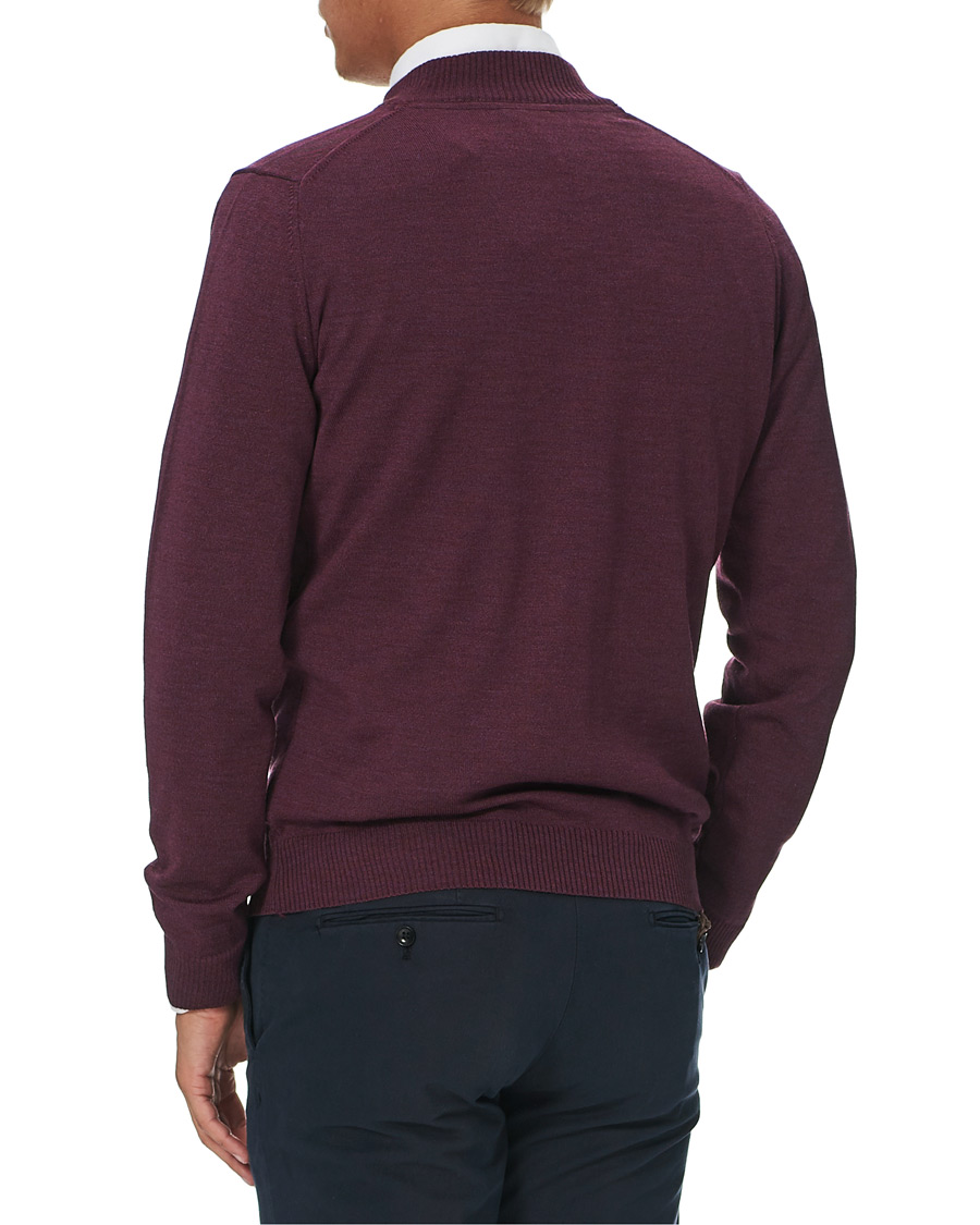 Homme | Pulls Et Tricots | Stenströms | Merino Half Zip Burgundy Mouliné