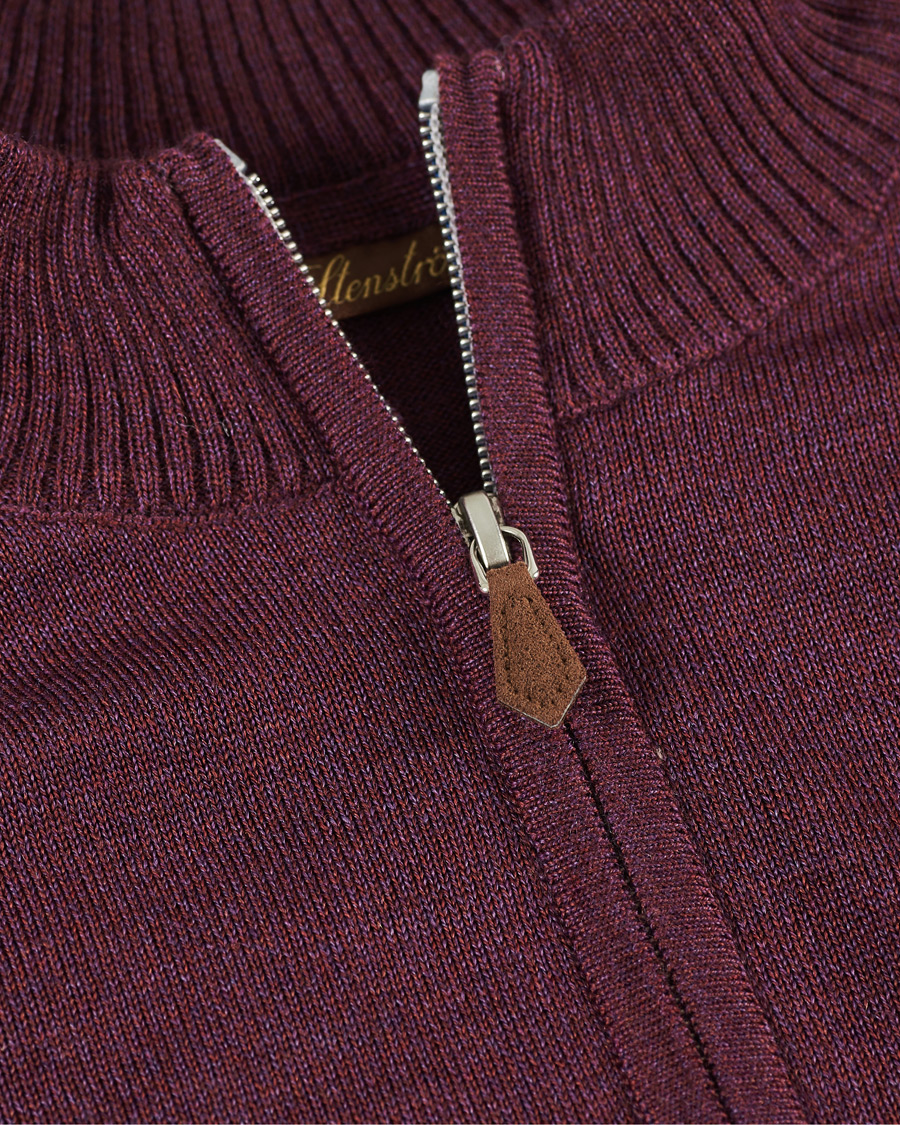 Homme | Pulls Et Tricots | Stenströms | Merino Half Zip Burgundy Mouliné