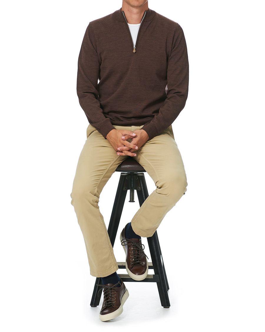 Homme | Pulls Et Tricots | Stenströms | Merino Half Zip Brown