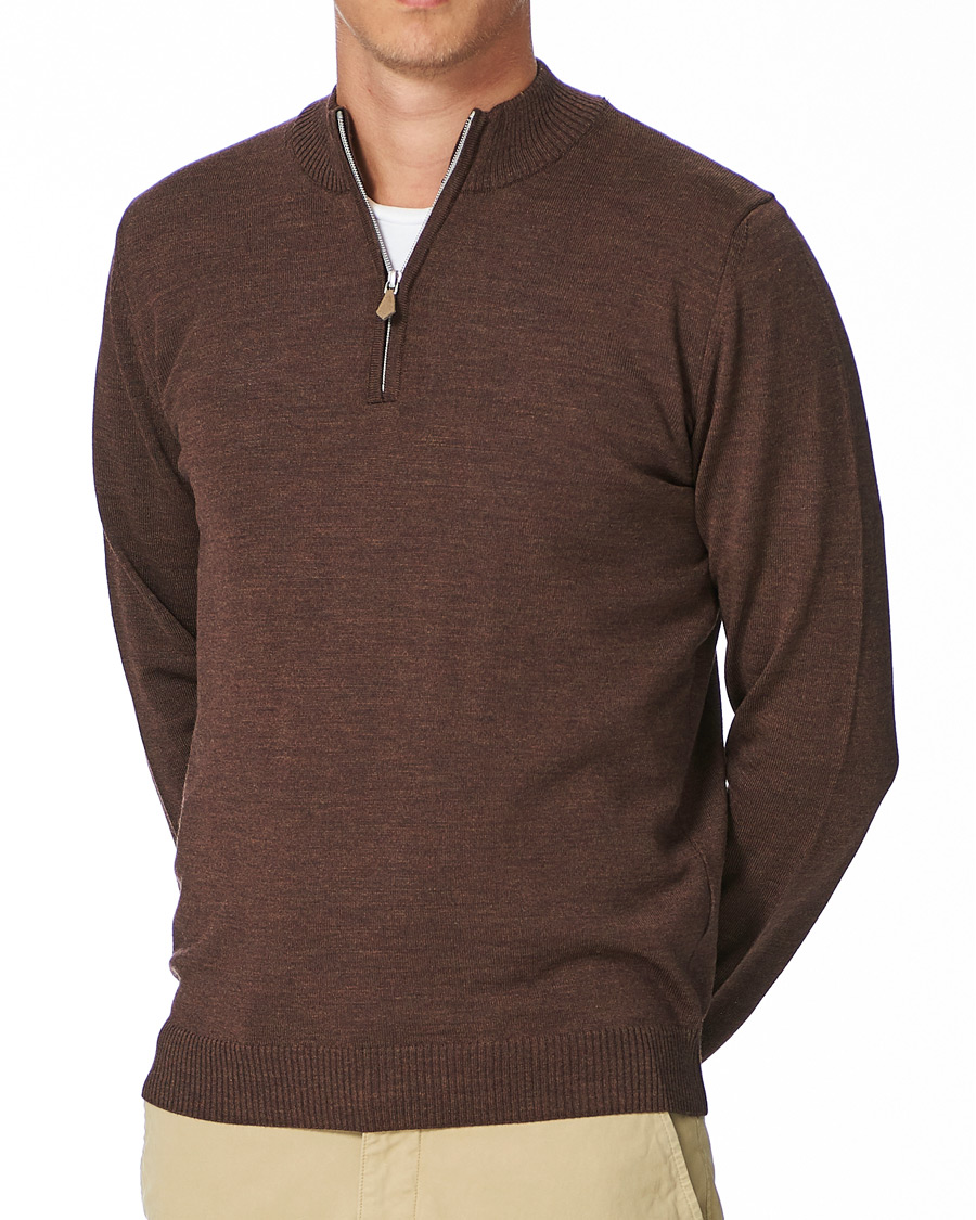 Homme | Pulls Et Tricots | Stenströms | Merino Half Zip Brown