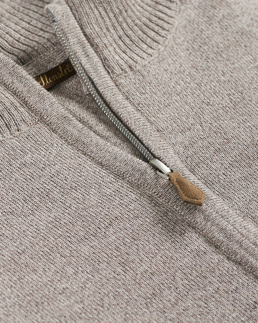 Heren | Truien | Stenströms | Merino Full Zip Greige