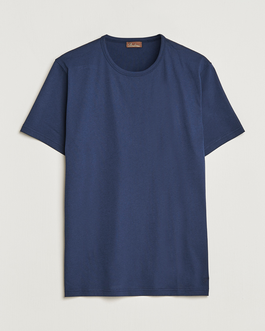 Homme | T-shirts | Stenströms | Solid Cotton T-Shirt Navy