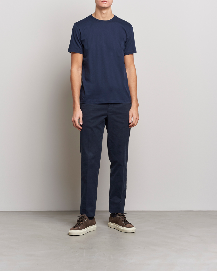 Homme | T-shirts | Stenströms | Solid Cotton T-Shirt Navy