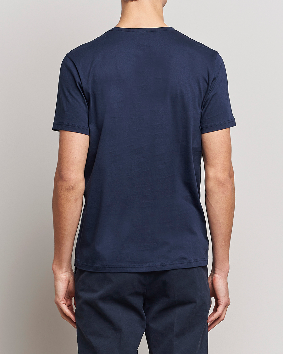 Homme | T-shirts | Stenströms | Solid Cotton T-Shirt Navy