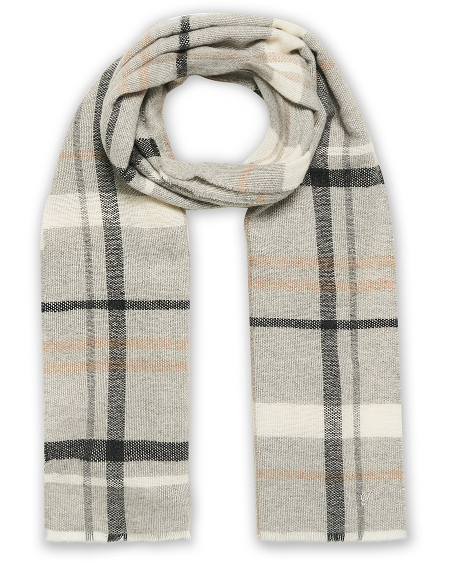 Homme | Stenströms Cashmere/Wool Check Scarf Light Grey | Stenströms | Cashmere/Wool Check Scarf Light Grey