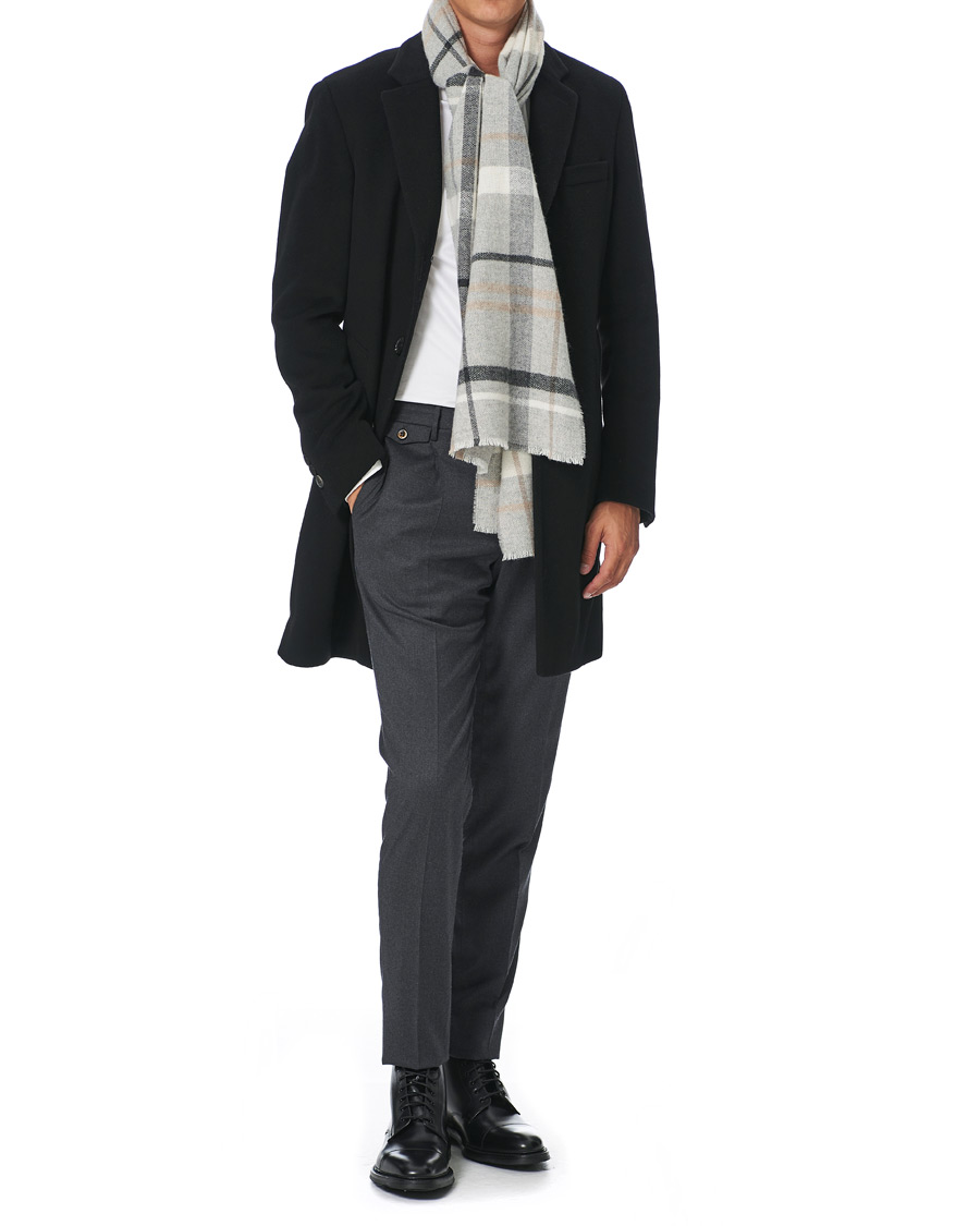 Homme | Stenströms Cashmere/Wool Check Scarf Light Grey | Stenströms | Cashmere/Wool Check Scarf Light Grey