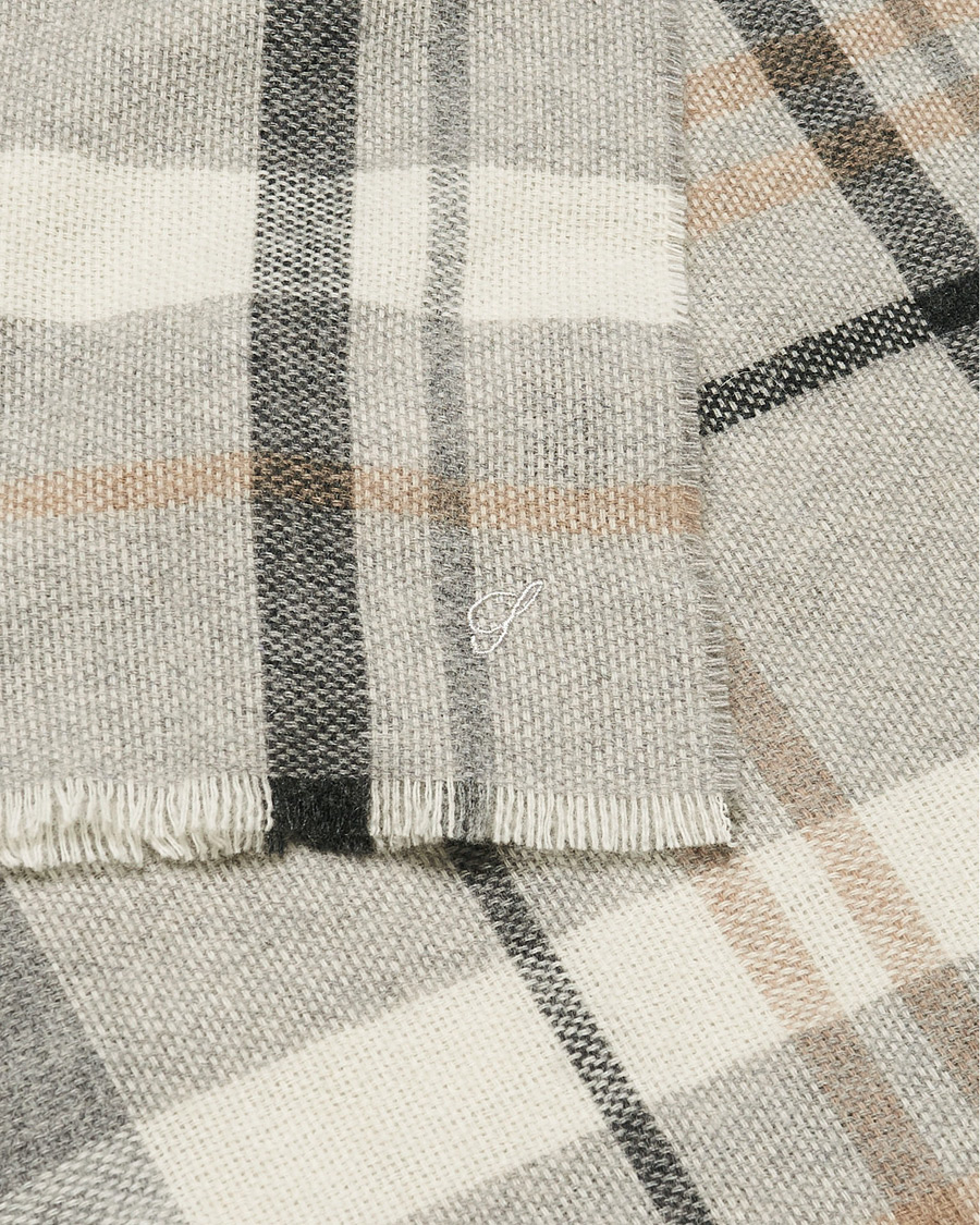 Homme | Stenströms Cashmere/Wool Check Scarf Light Grey | Stenströms | Cashmere/Wool Check Scarf Light Grey