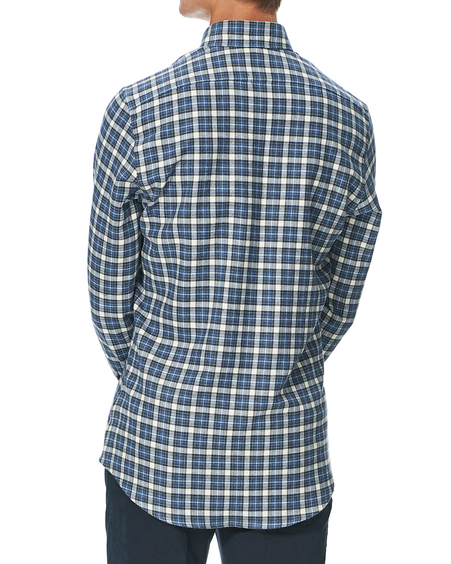 Homme | Chemises | Stenströms | Slimline Checked Flannel Shirt Blue