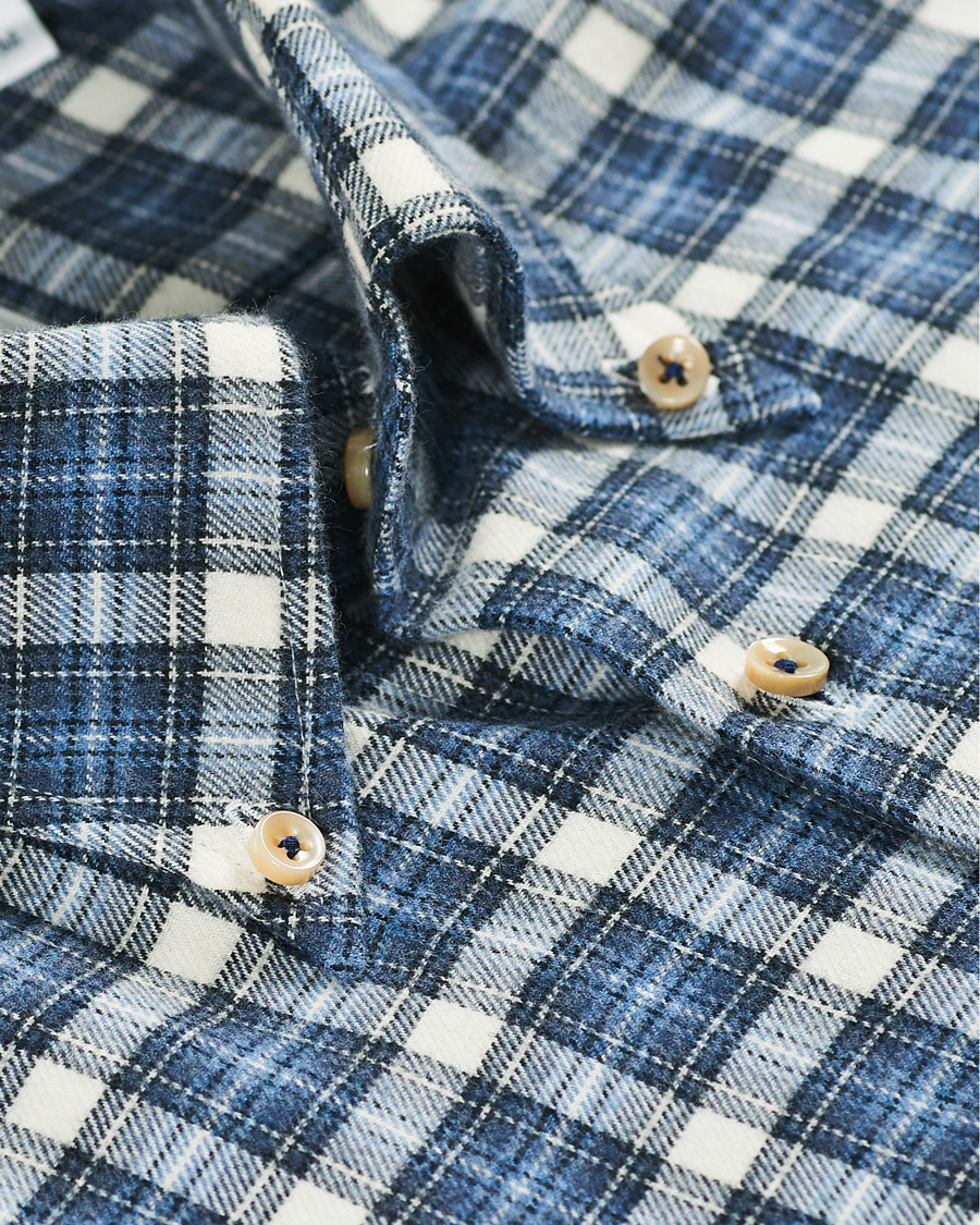 Homme | Chemises | Stenströms | Slimline Checked Flannel Shirt Blue