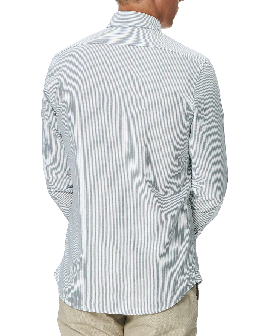 Homme | Chemises | Stenströms | Slimline Washed Striped Oxford Shirt Green