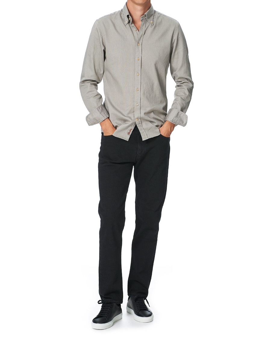 Homme | Chemises | Stenströms | Slimline Washed Button Down Oxford Shirt Grey