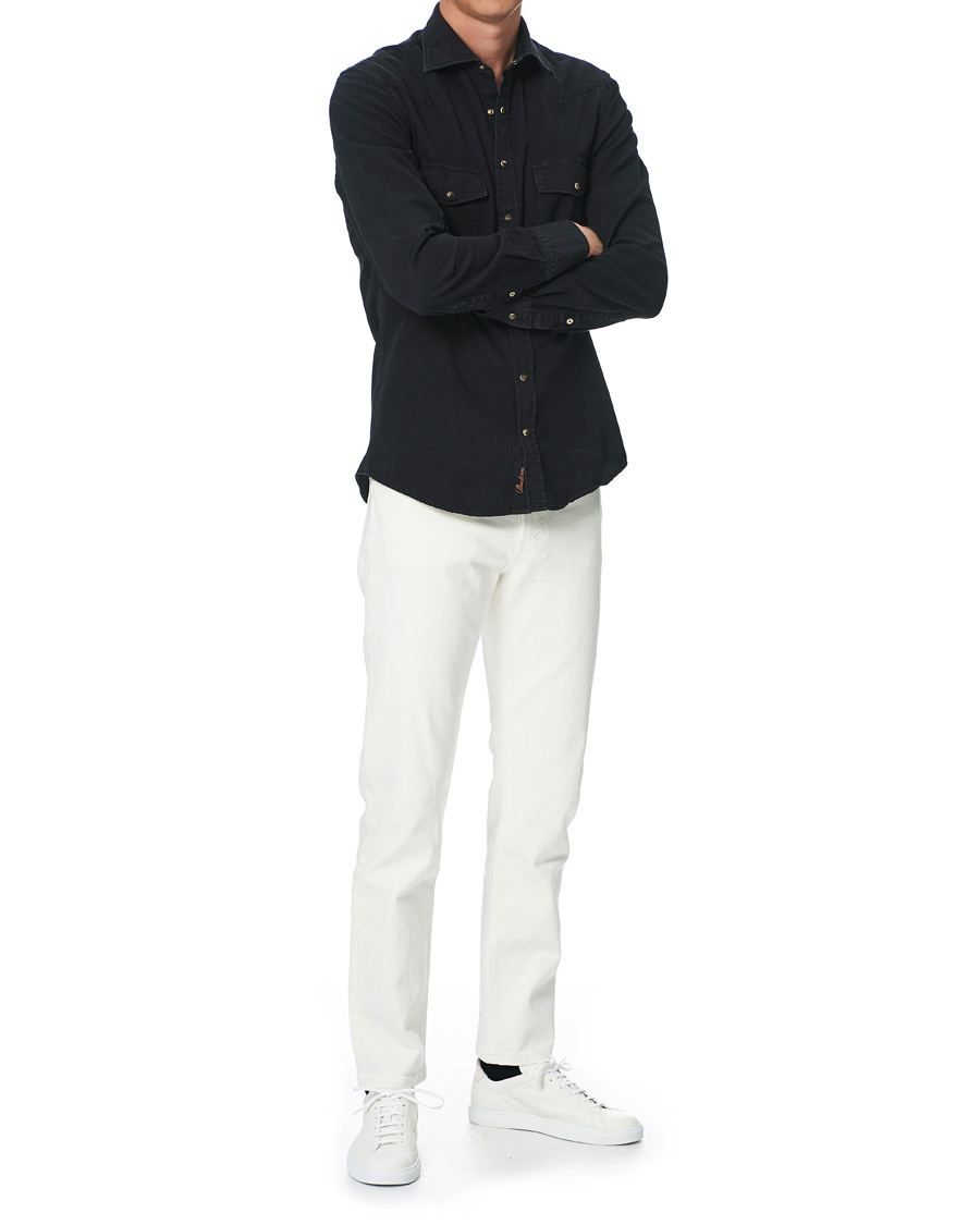 Homme | Chemises | Stenströms | Slimline Washed Denim Shirt Black