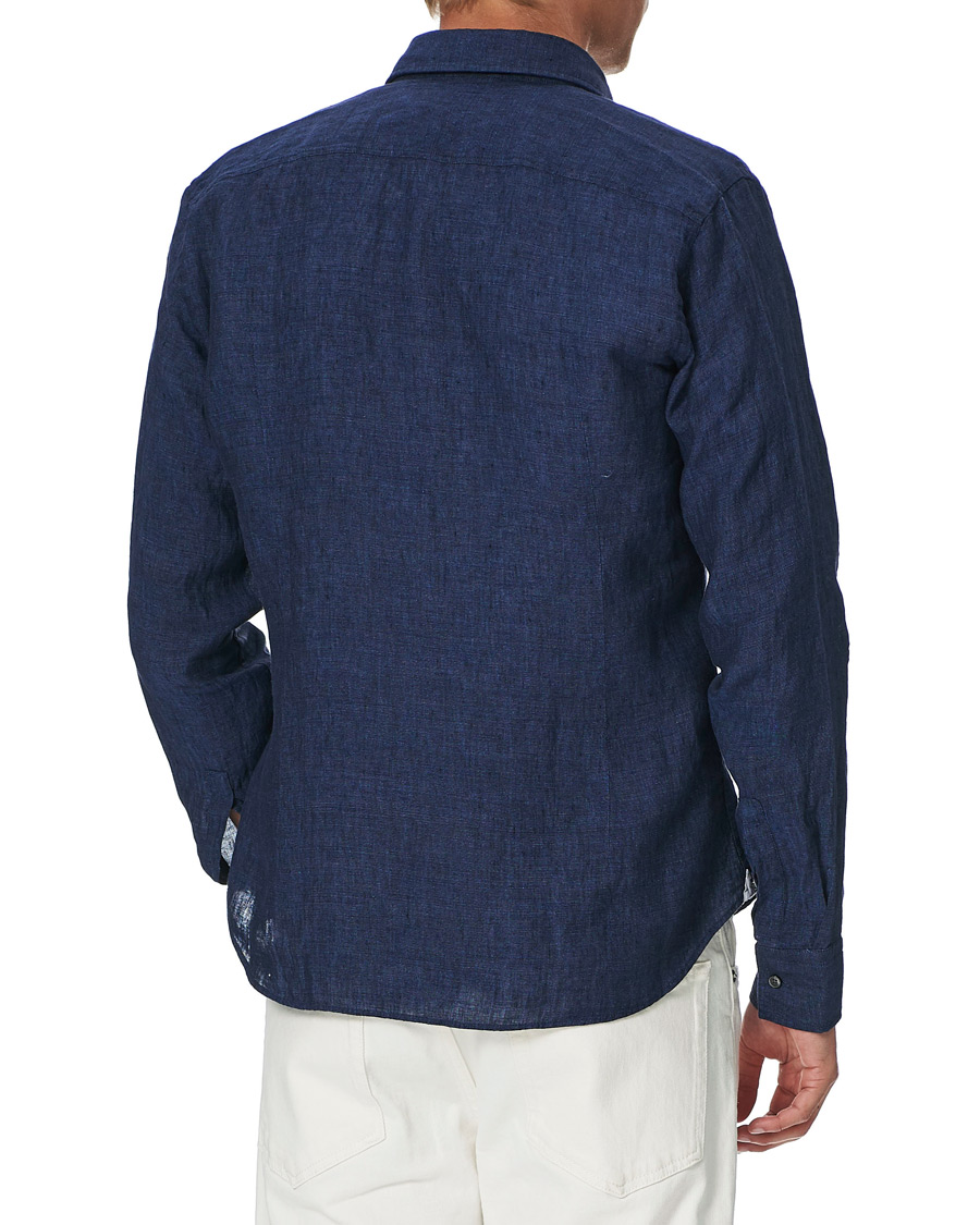 Heren | Overhemden | BOSS BLACK | BOSS Joy Linen Cut Away Shirt Navy