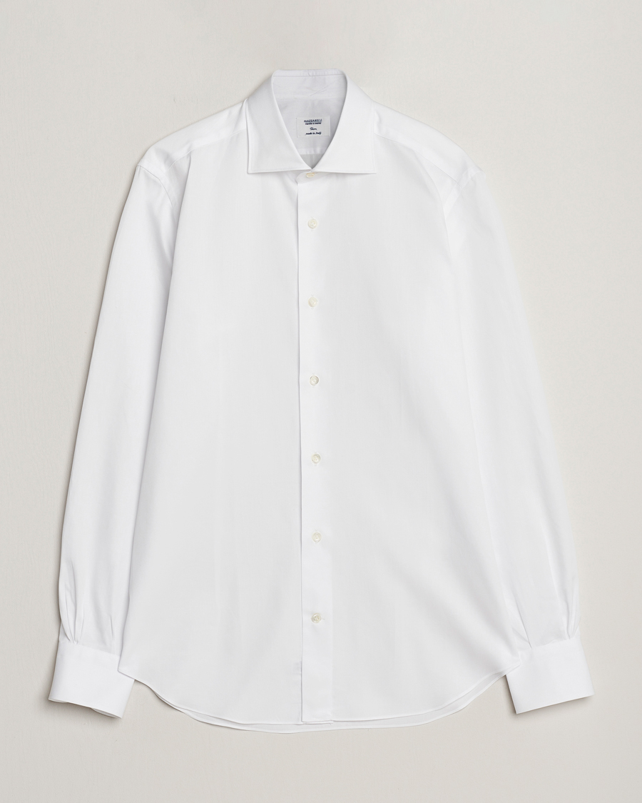 Heren | Overhemden | Mazzarelli | Soft Cotton Cut Away Shirt White