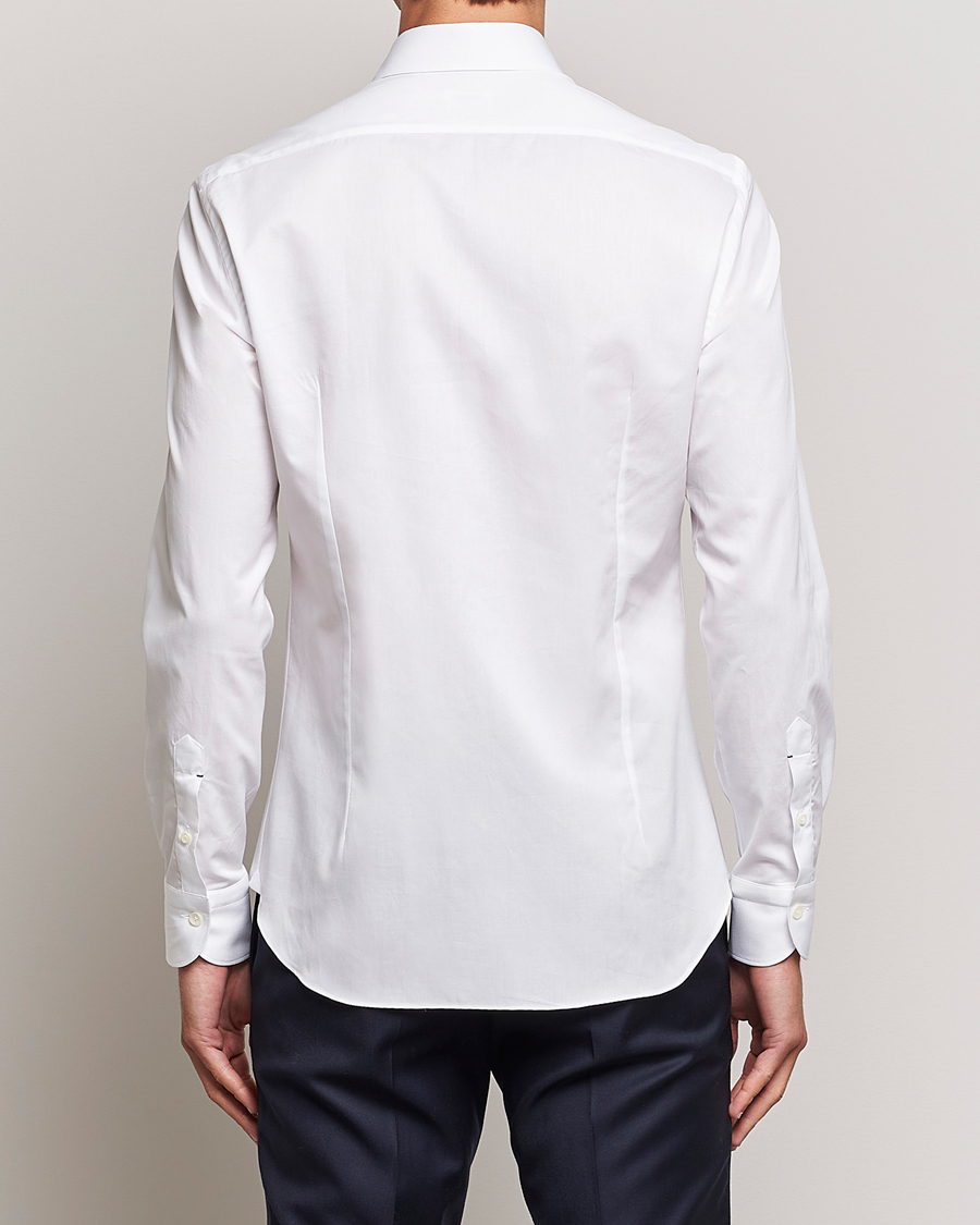 Heren | Overhemden | Mazzarelli | Soft Cotton Cut Away Shirt White