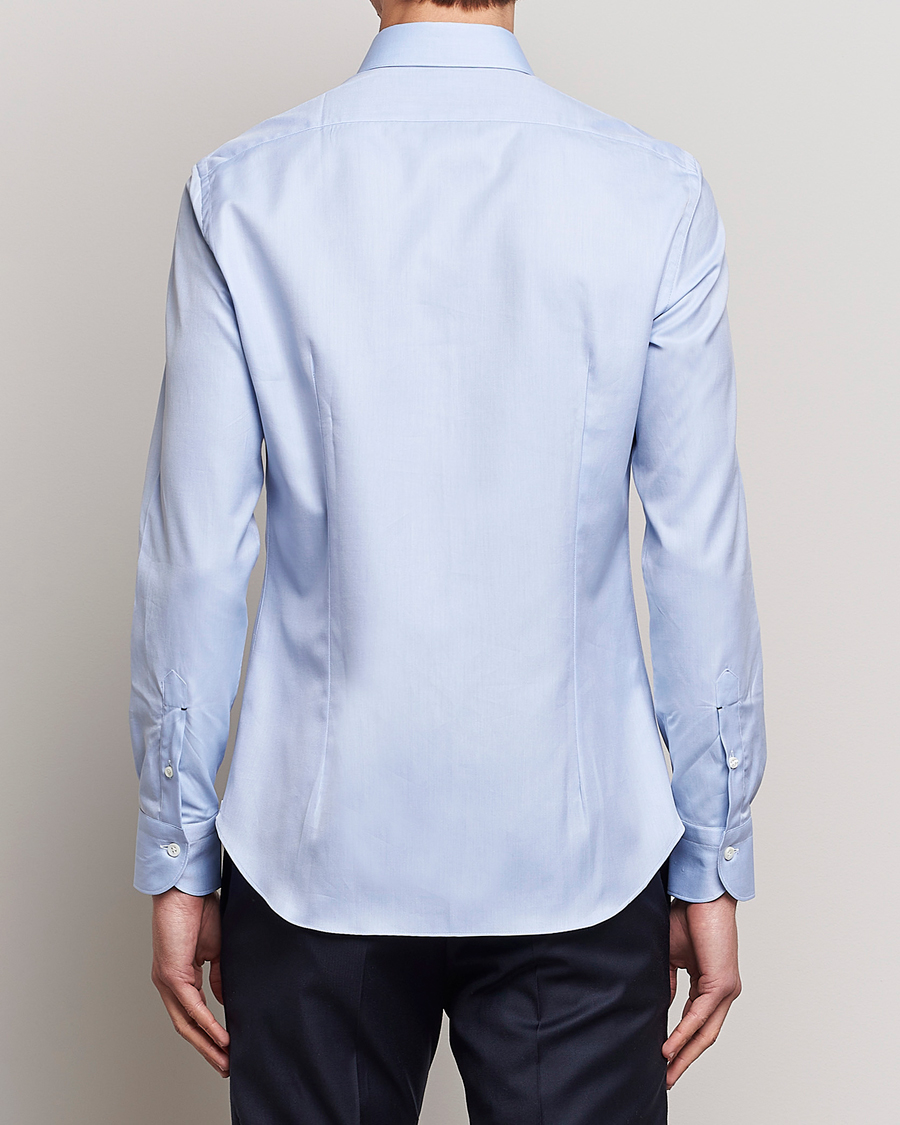 Heren | Overhemden | Mazzarelli | Soft Cotton Cut Away Shirt Light Blue
