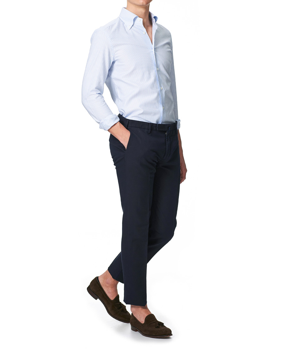 Homme | Chemises | Mazzarelli | Soft Button Down Stripe Oxford Shirt Light Blue