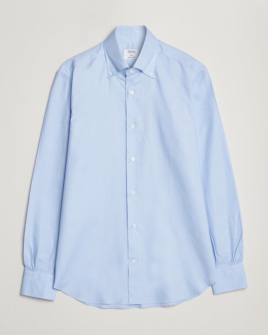 Heren | Overhemden | Mazzarelli | Soft Oxford Button Down Shirt Light Blue