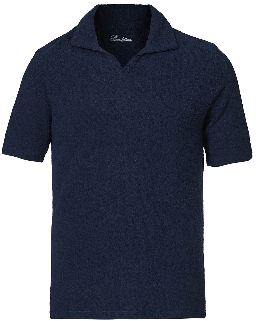 Homme | Polos | Stenströms | Bouclé Polo Shirt Navy