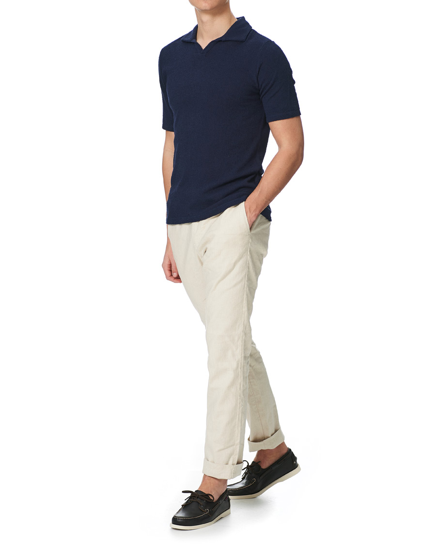 Homme | Polos | Stenströms | Bouclé Polo Shirt Navy