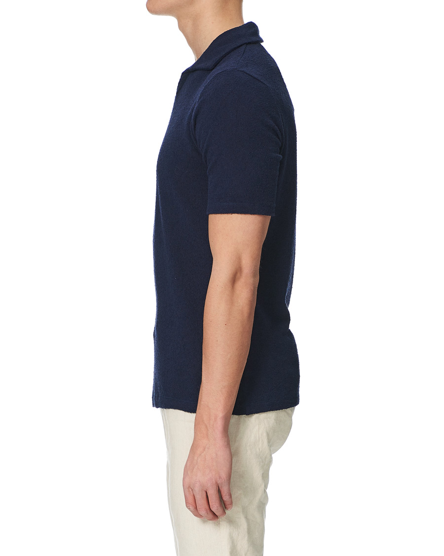 Homme | Polos | Stenströms | Bouclé Polo Shirt Navy