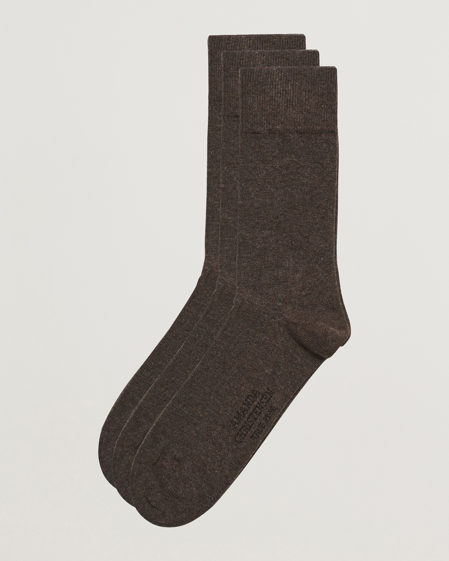 Homme | Sous-Vêtements Et Chaussettes | Amanda Christensen | 3-Pack True Cotton Socks Brown Melange