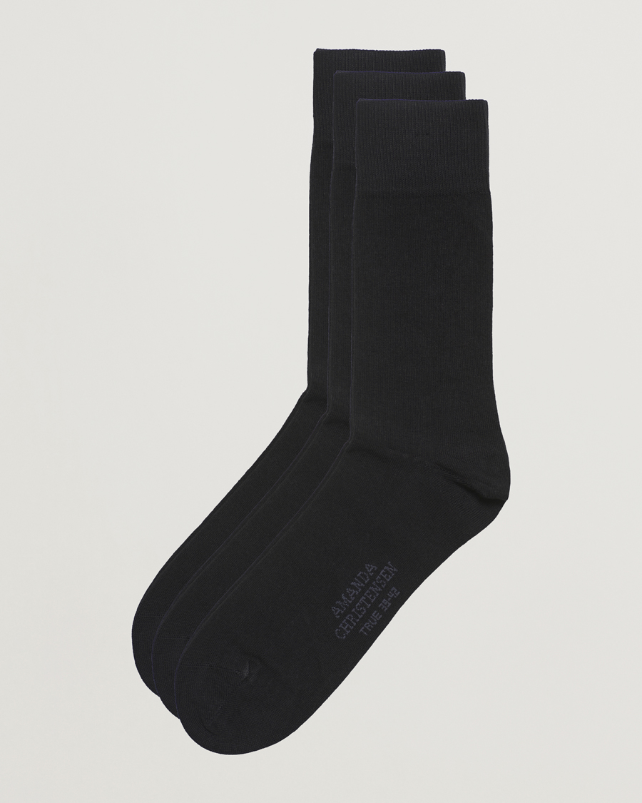 Heren | Ondergoed | Amanda Christensen | 3-Pack True Cotton Socks Black